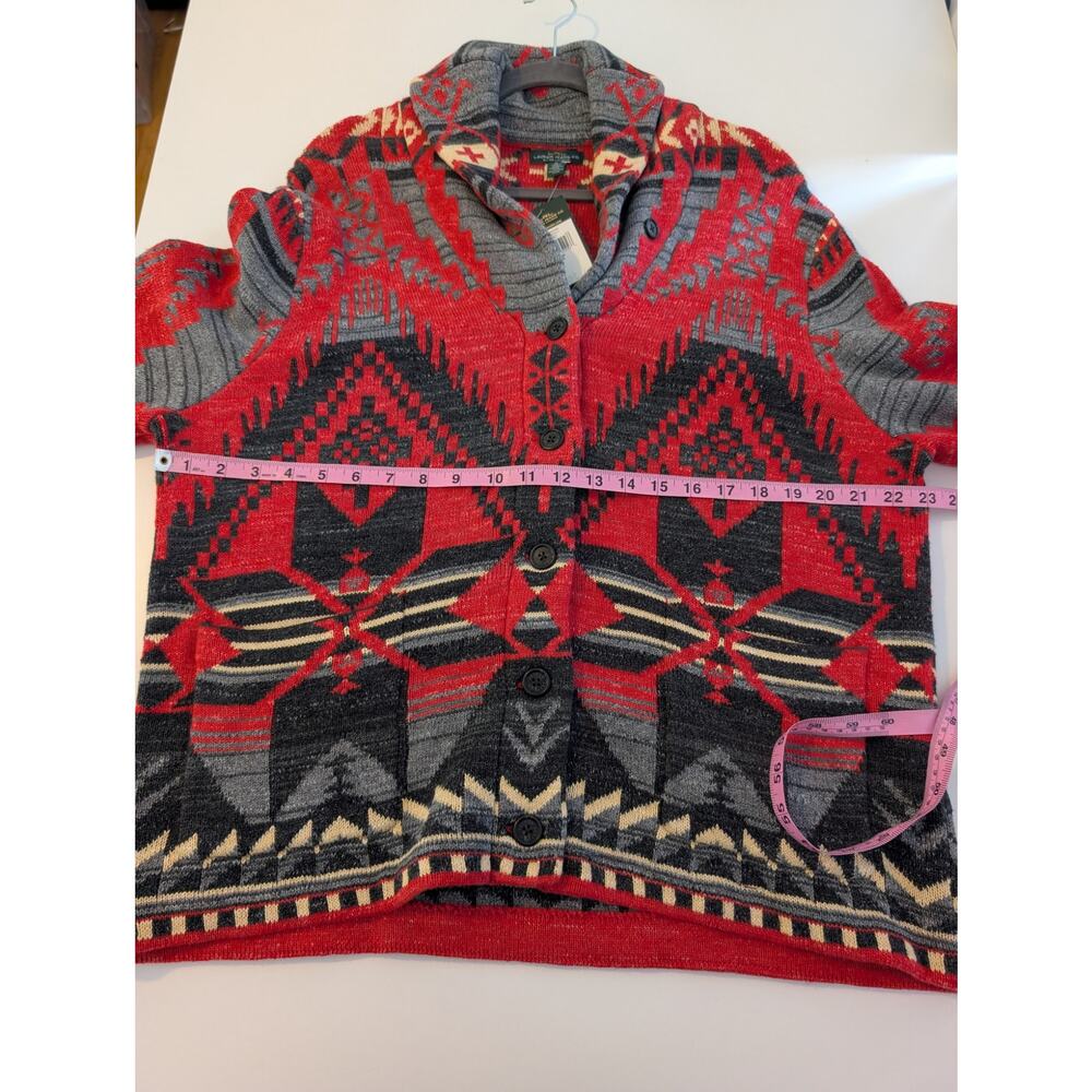 Lauren Ralph Lauren Jeans Cardigan Sweater Aztec Southwest Western NWT Size XL - Picture 9 of 10